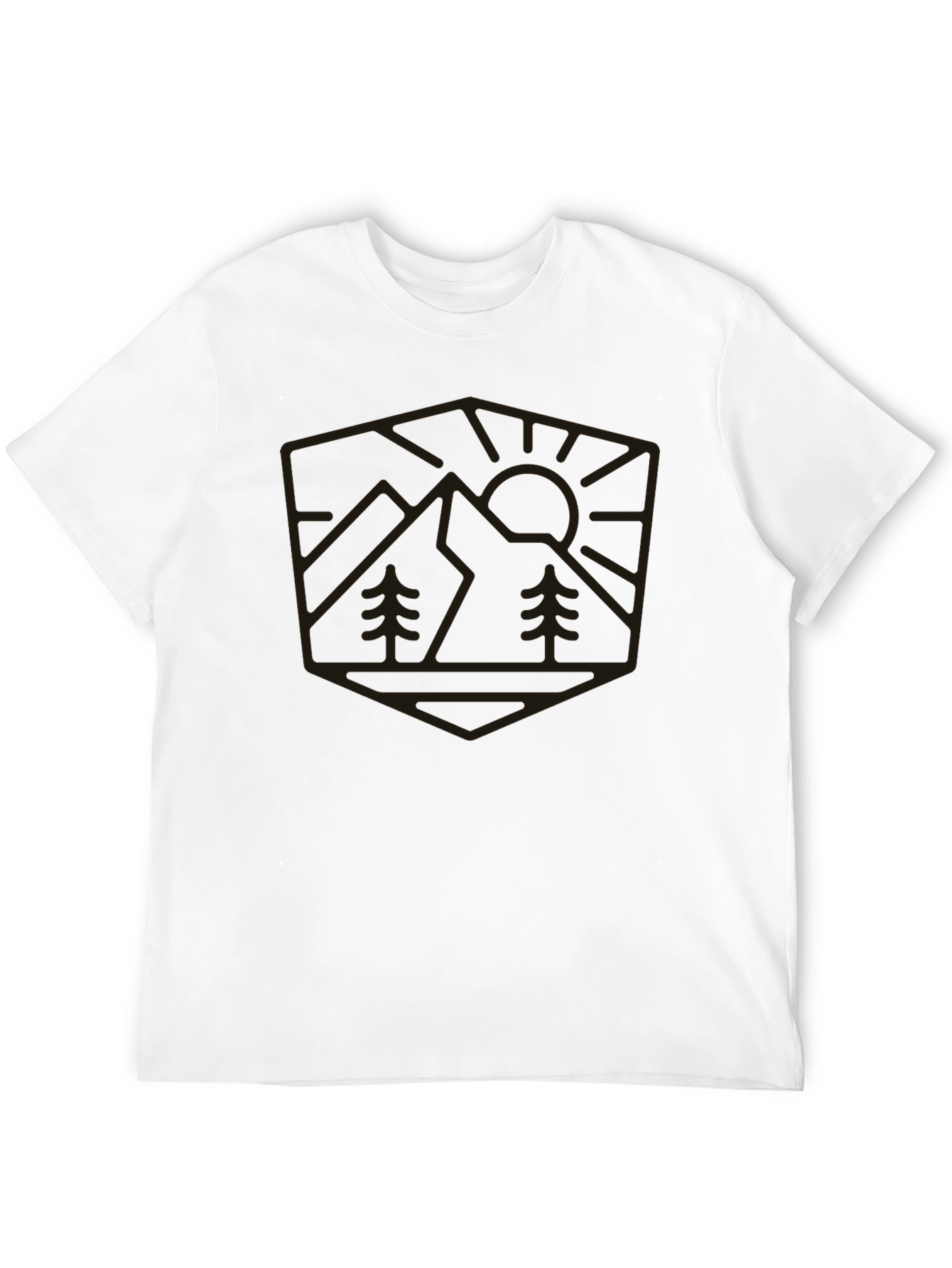 Mountain Scene Graphic Tee - Black Casual Shirt