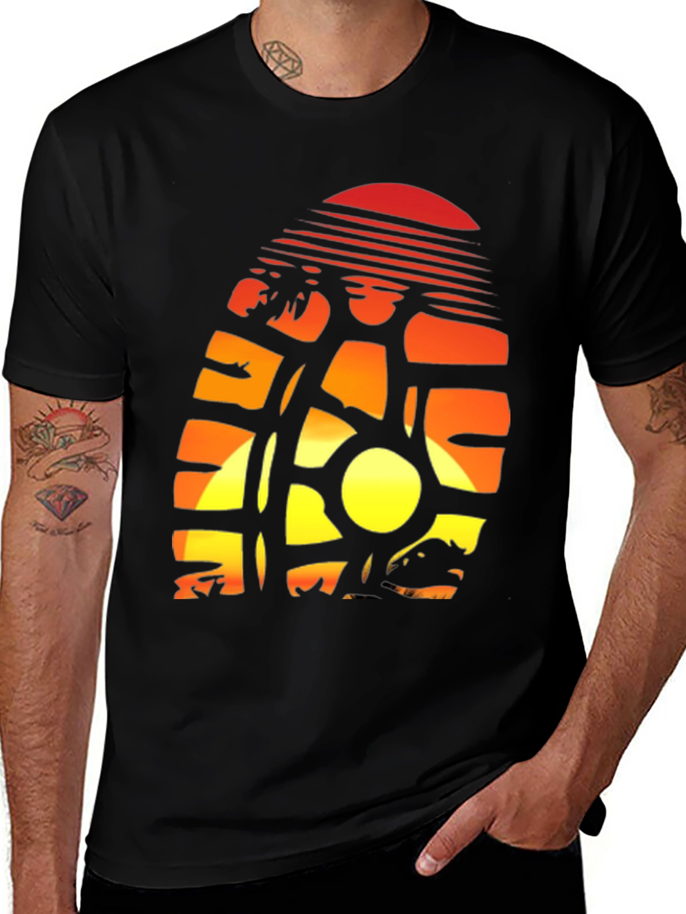 Sunset Palm Tree Graphic Tee - Island Vibes