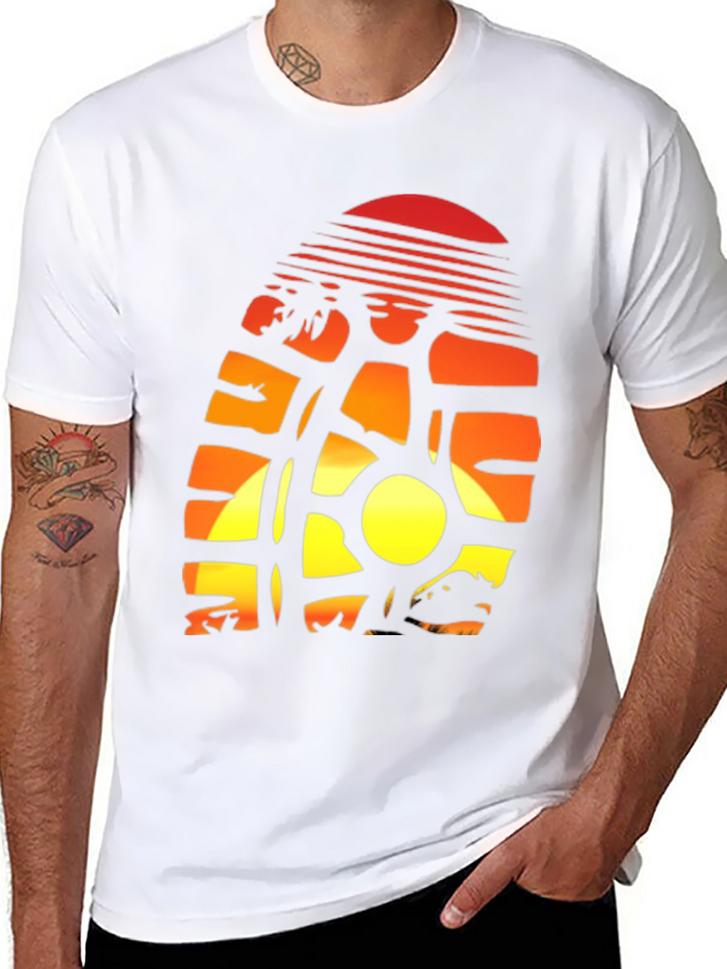 Sunset Palm Tree Graphic Tee - Island Vibes