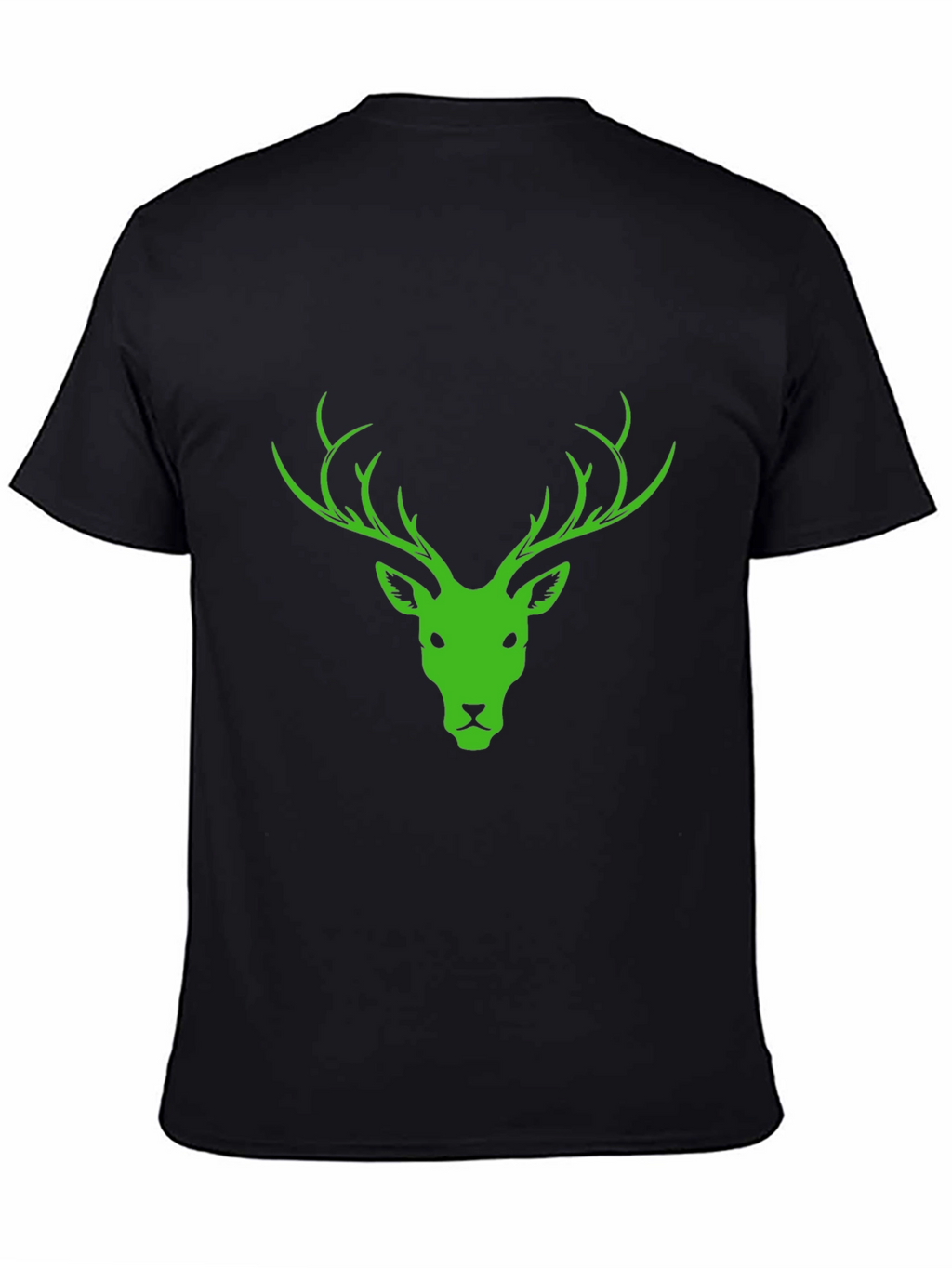 Black T-Shirt with Green Deer Head Design
