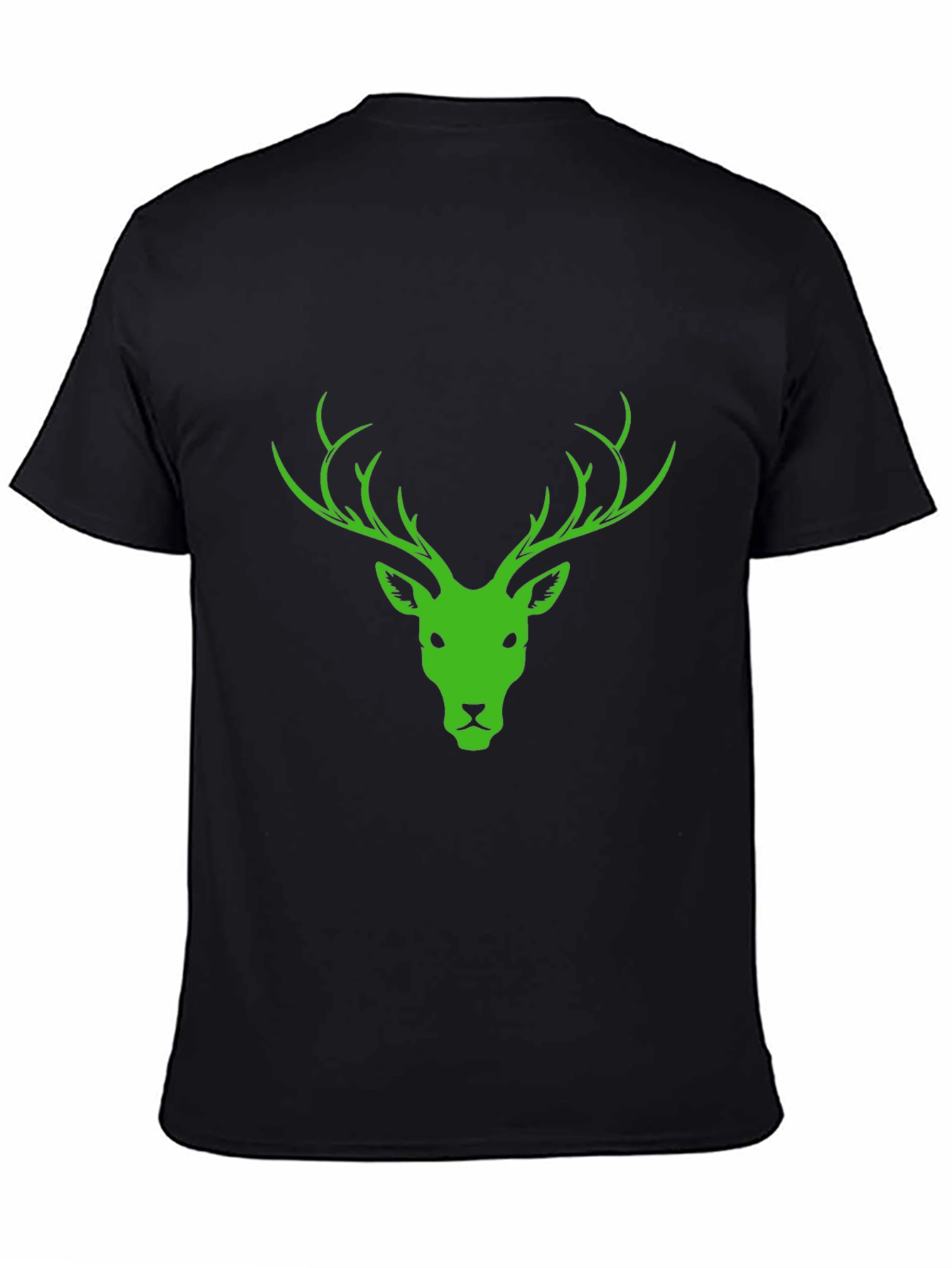 Black T-Shirt with Green Deer Head Design