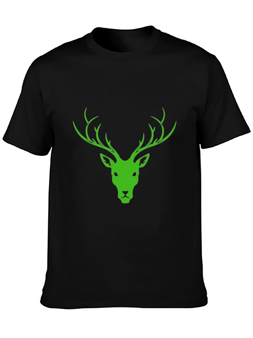 Black T-Shirt with Green Deer Head Design