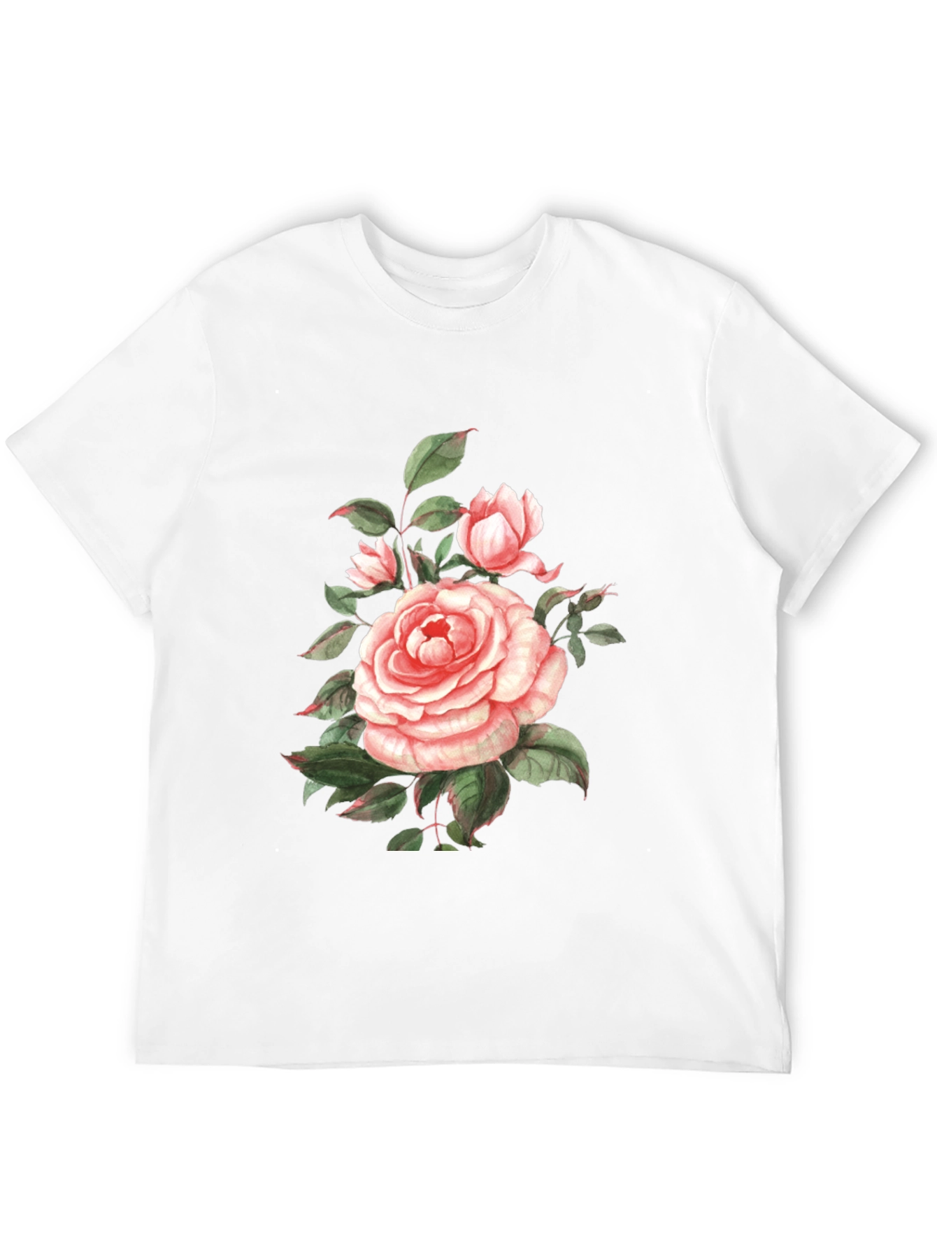 Floral Rose Print Black T-Shirt