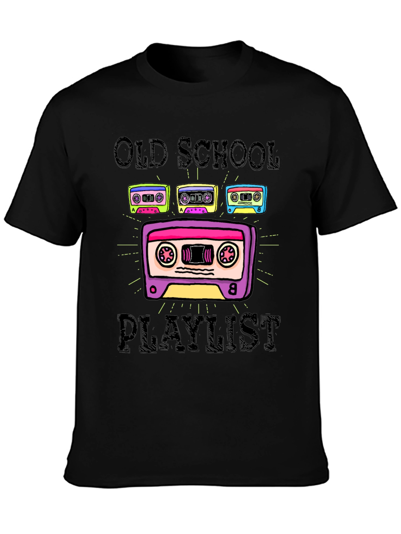 Old School Playlist Tee - Retro Cassette Design