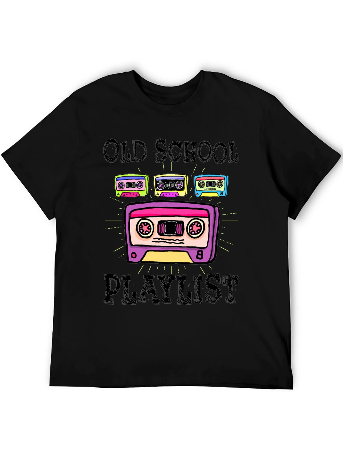 Old School Playlist Tee - Retro Cassette Design