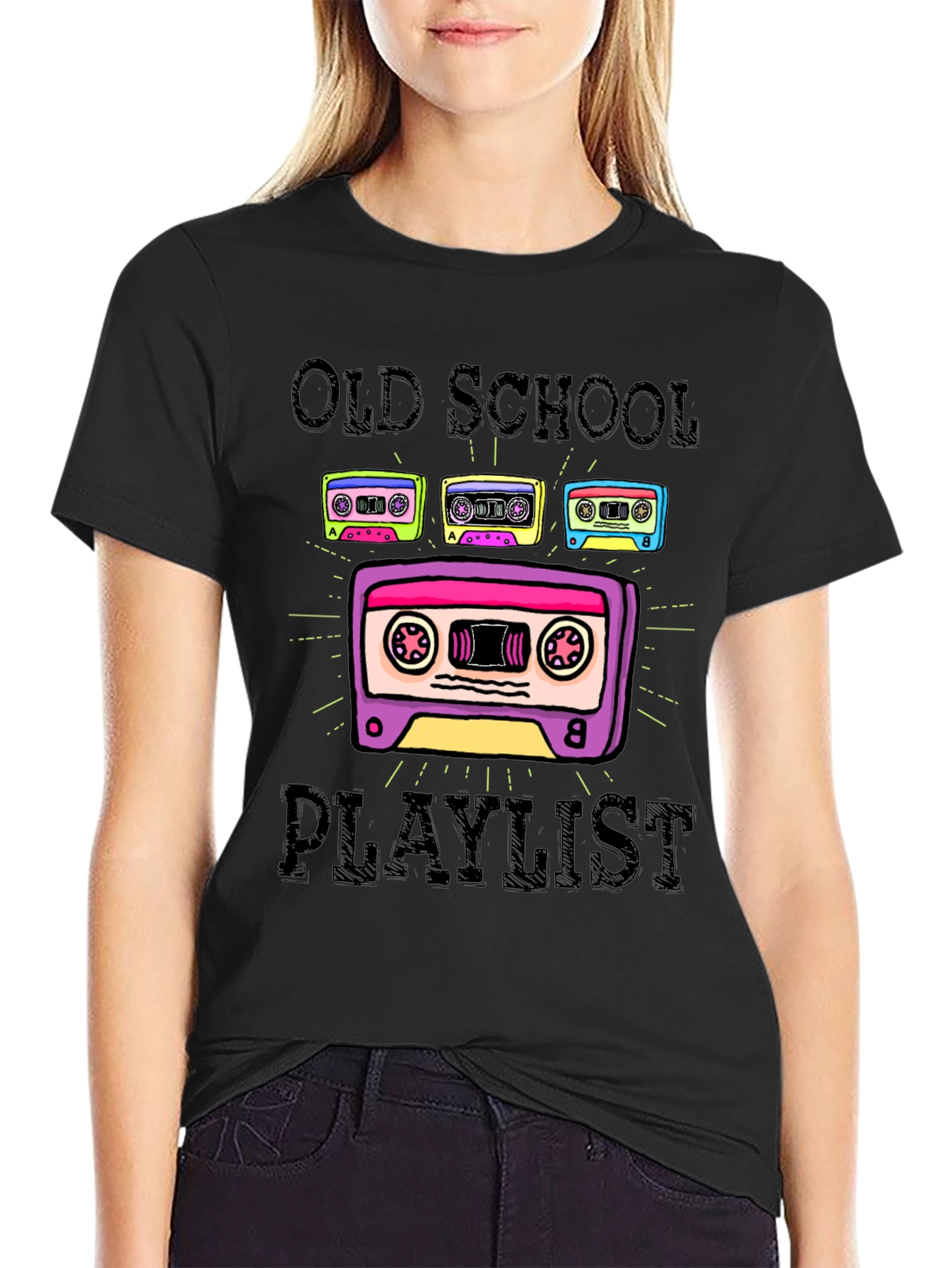 Old School Playlist Tee - Retro Cassette Design