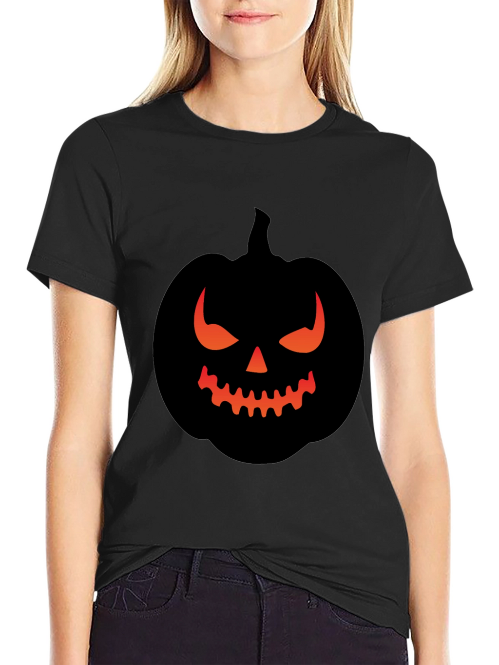 Mens Halloween Pumpkin Graphic Tee - Black