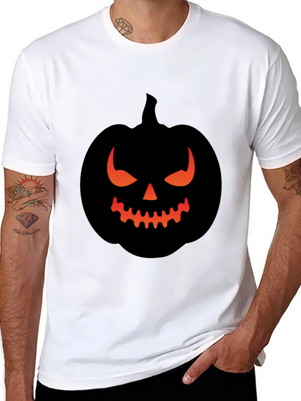 Mens Halloween Pumpkin Graphic Tee - Black