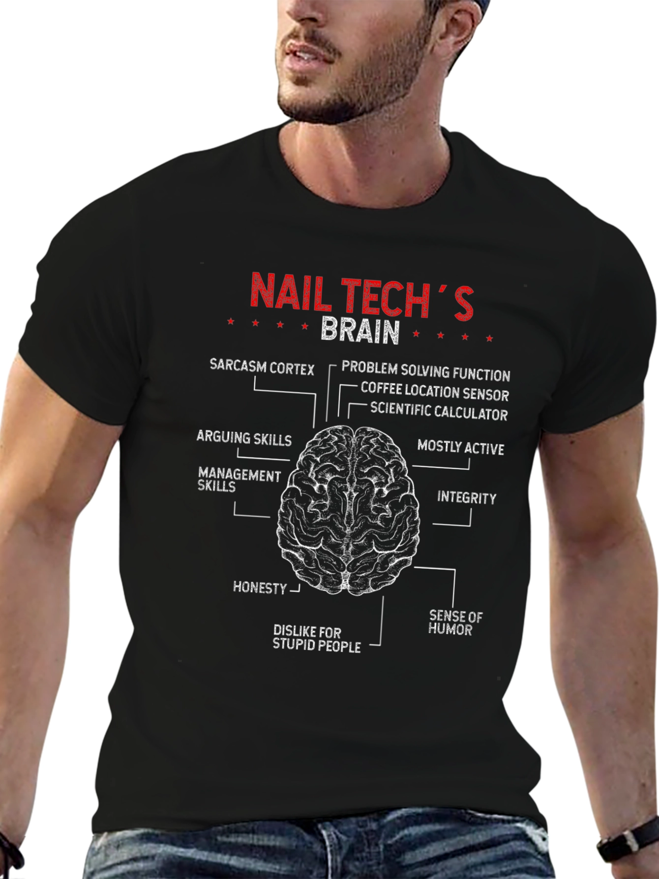 Nail Techs Brain T-Shirt - Funny Brain Anatomy Tee