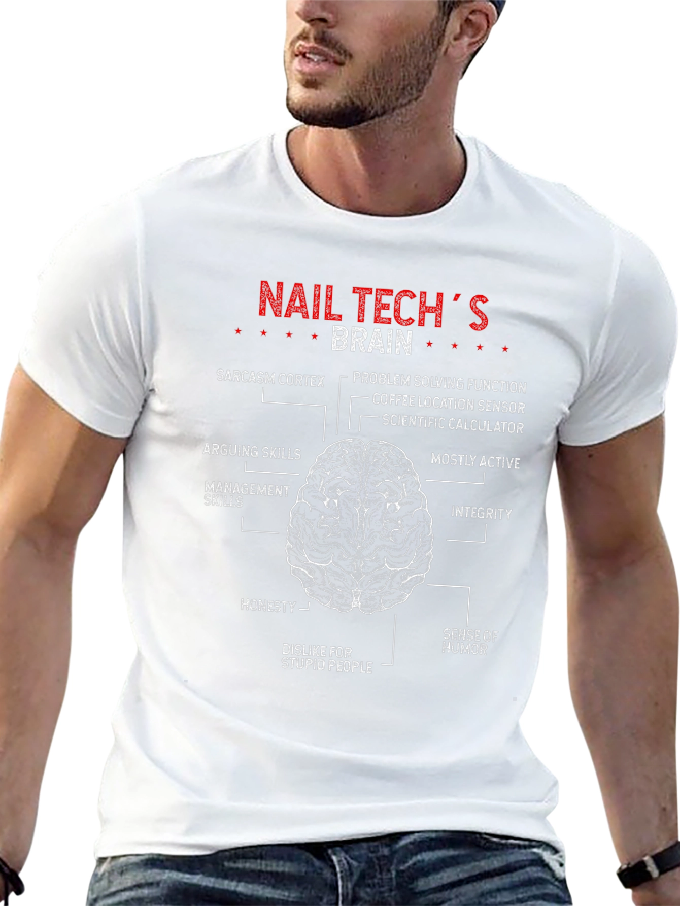Nail Techs Brain T-Shirt - Funny Brain Anatomy Tee