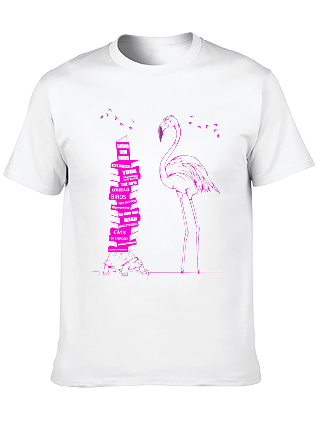 Flamingo & Book Stack Graphic Tee