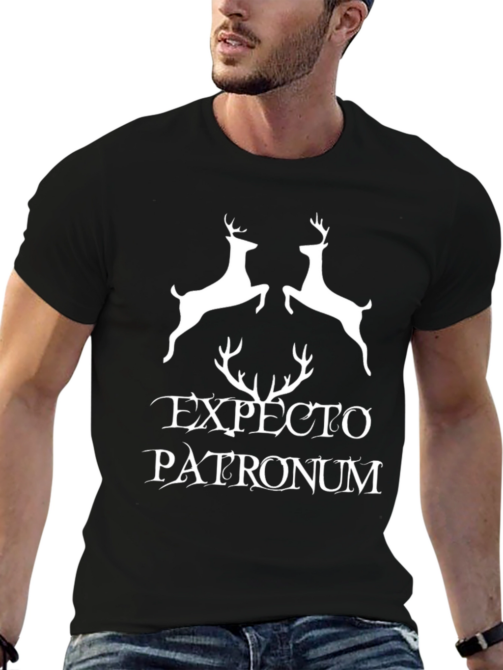 Expecto Patronum Deer Graphic Black T-Shirt