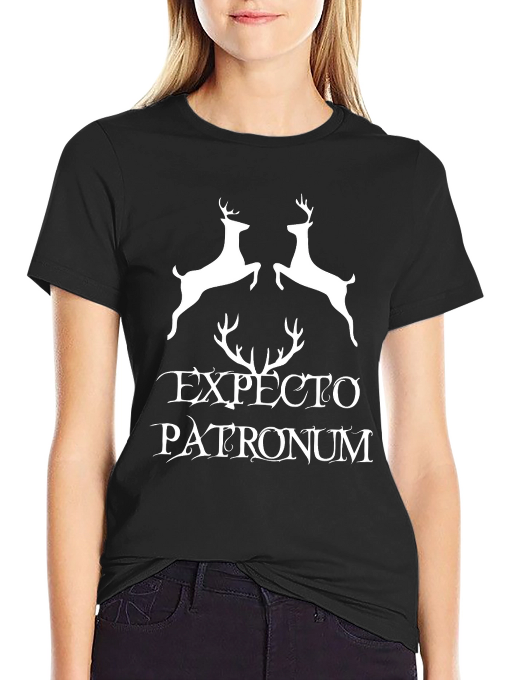 Expecto Patronum Deer Graphic Black T-Shirt