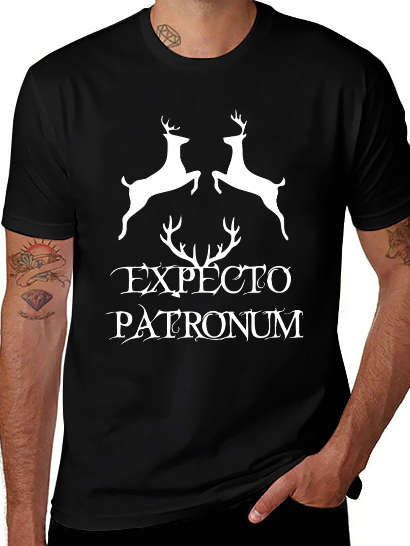 Expecto Patronum Deer Graphic Black T-Shirt
