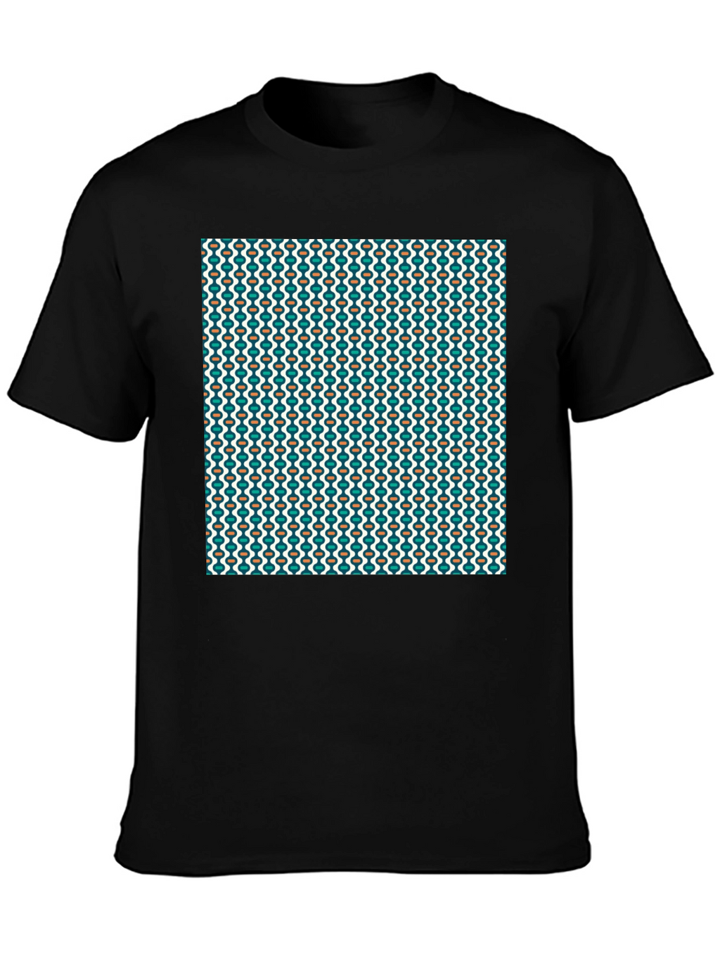 Retro Pattern Black T-Shirt - Stylish Casual Wear