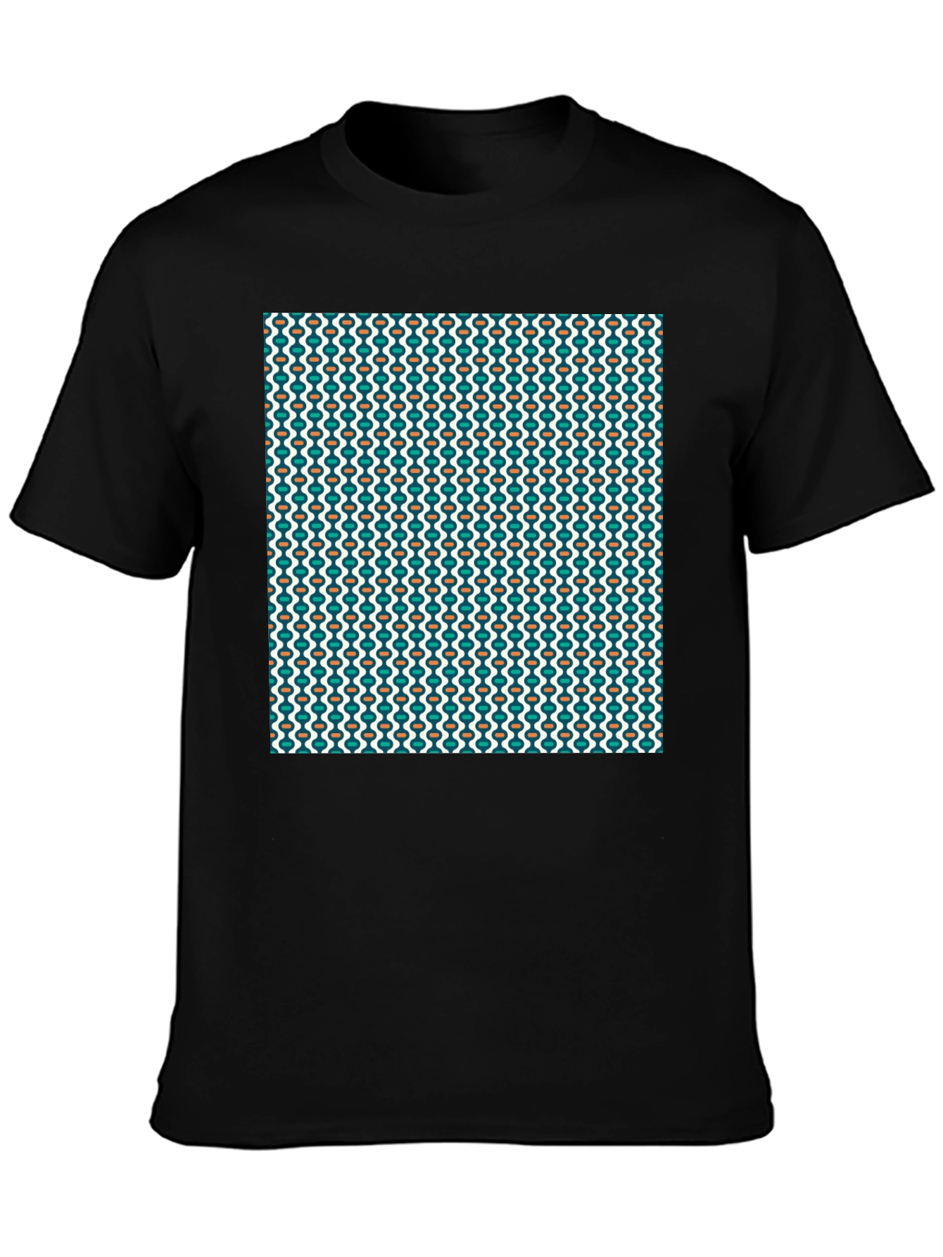 Retro Pattern Black T-Shirt - Stylish Casual Wear