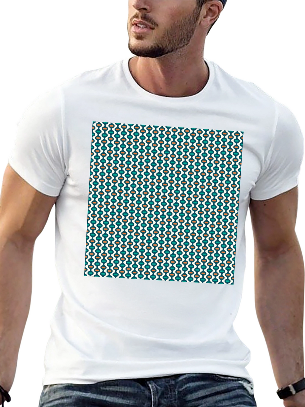 Retro Pattern Black T-Shirt - Stylish Casual Wear