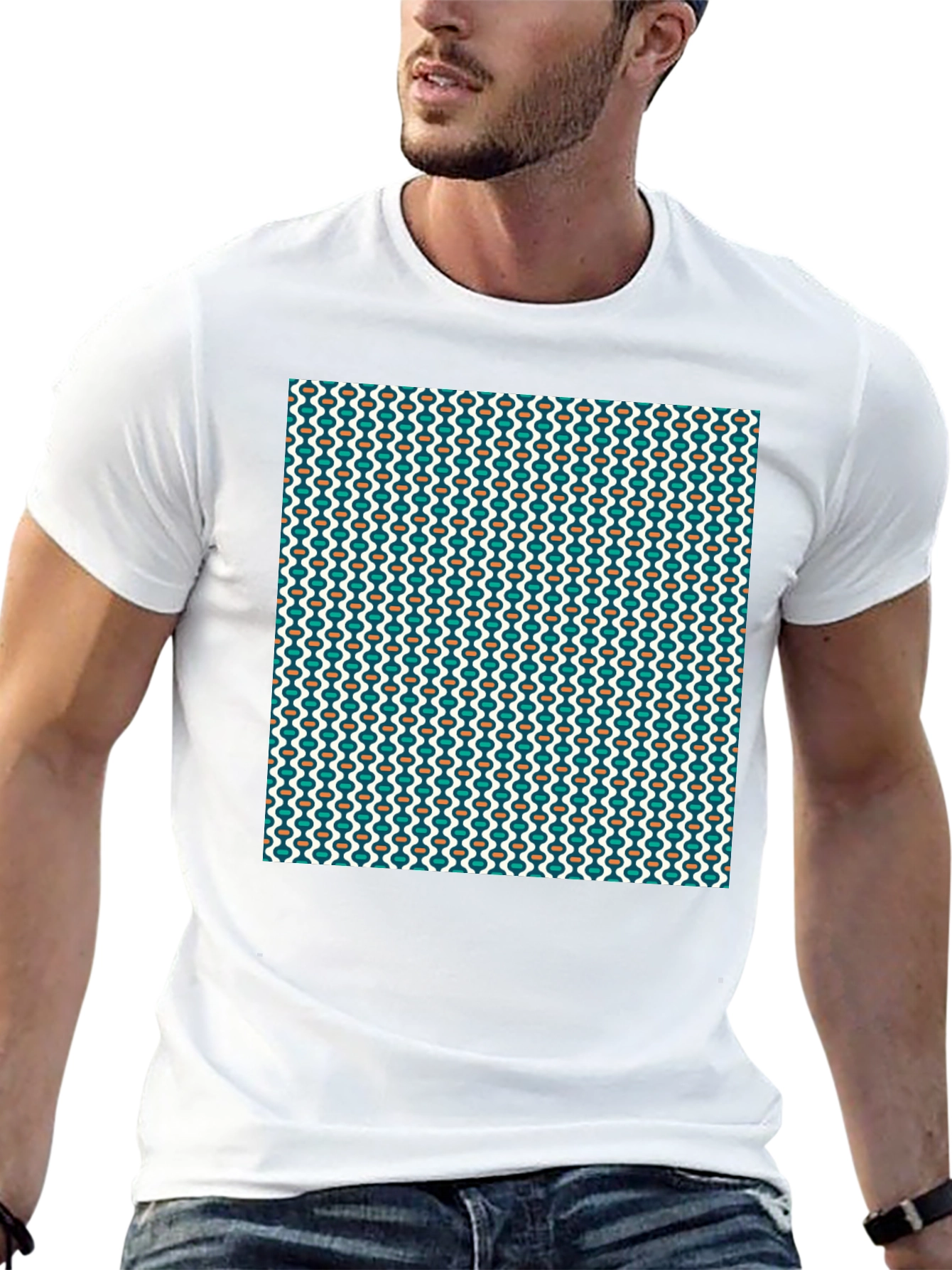 Retro Pattern Black T-Shirt - Stylish Casual Wear