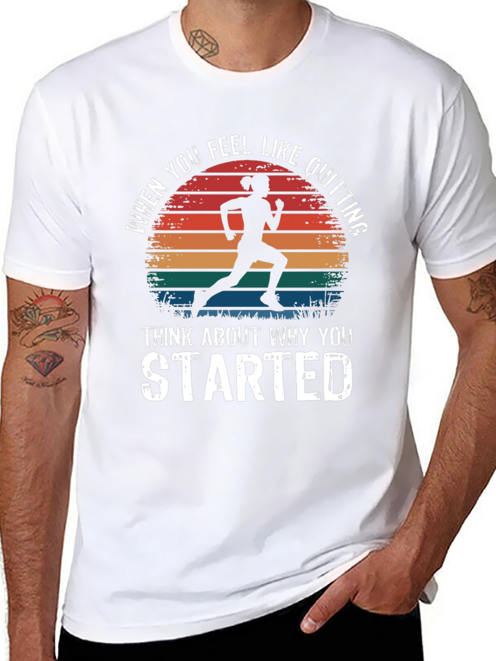 Motivational Runner T-Shirt - Never Quit Design