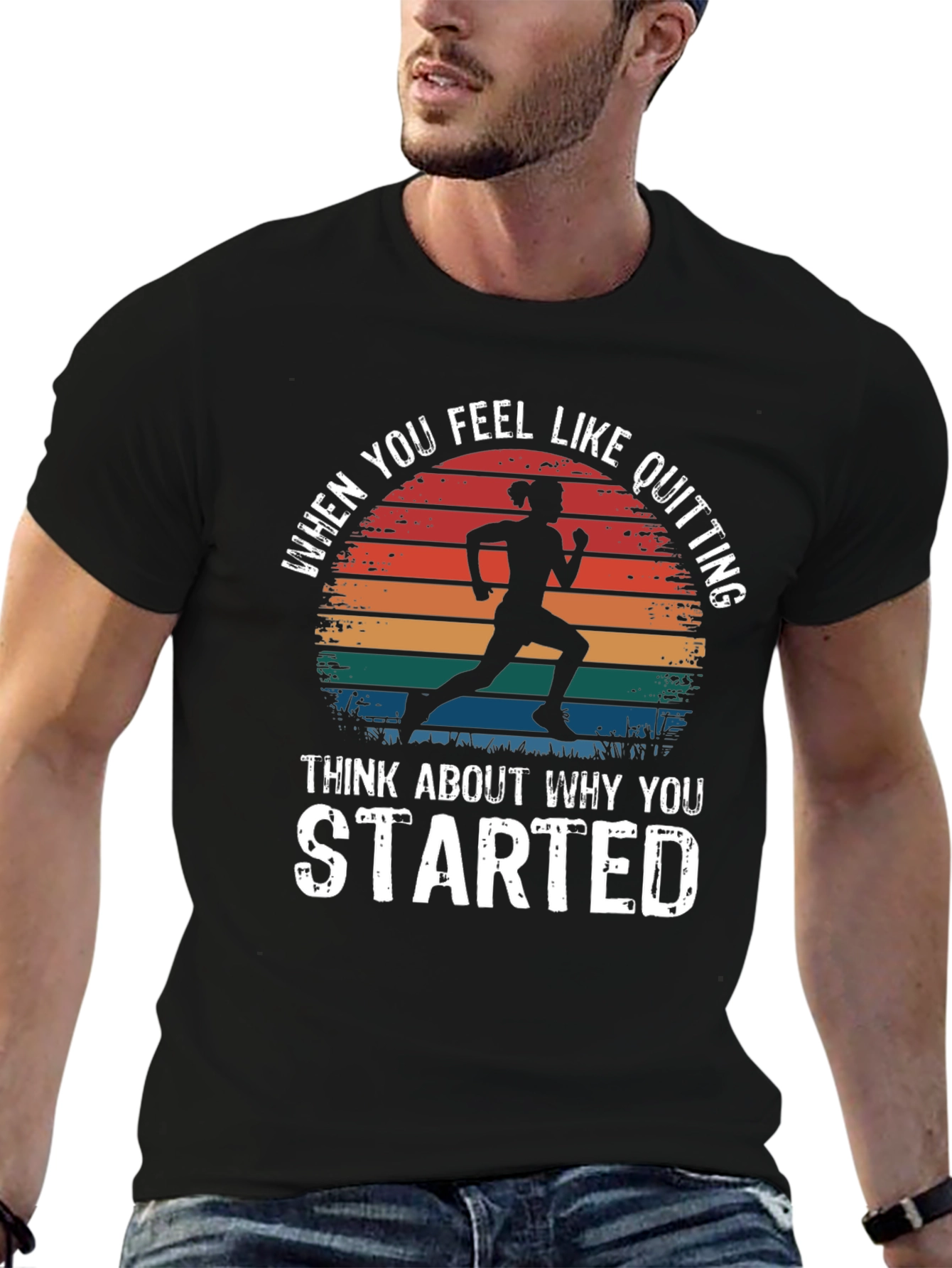 Motivational Runner T-Shirt - Never Quit Design
