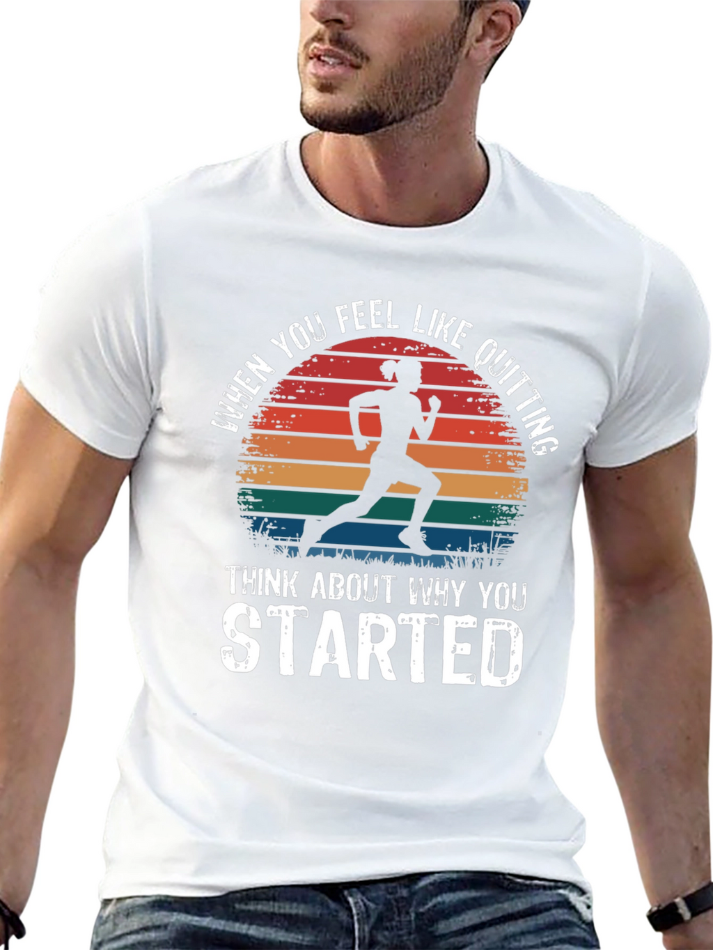 Motivational Runner T-Shirt - Never Quit Design