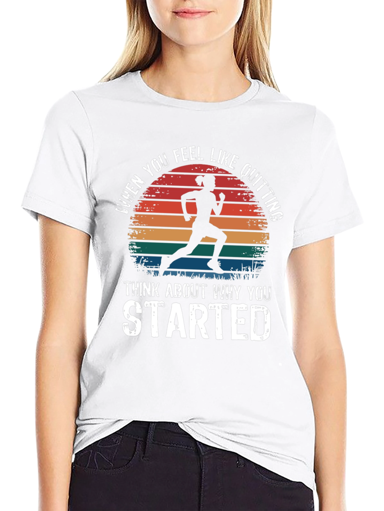 Motivational Runner T-Shirt - Never Quit Design