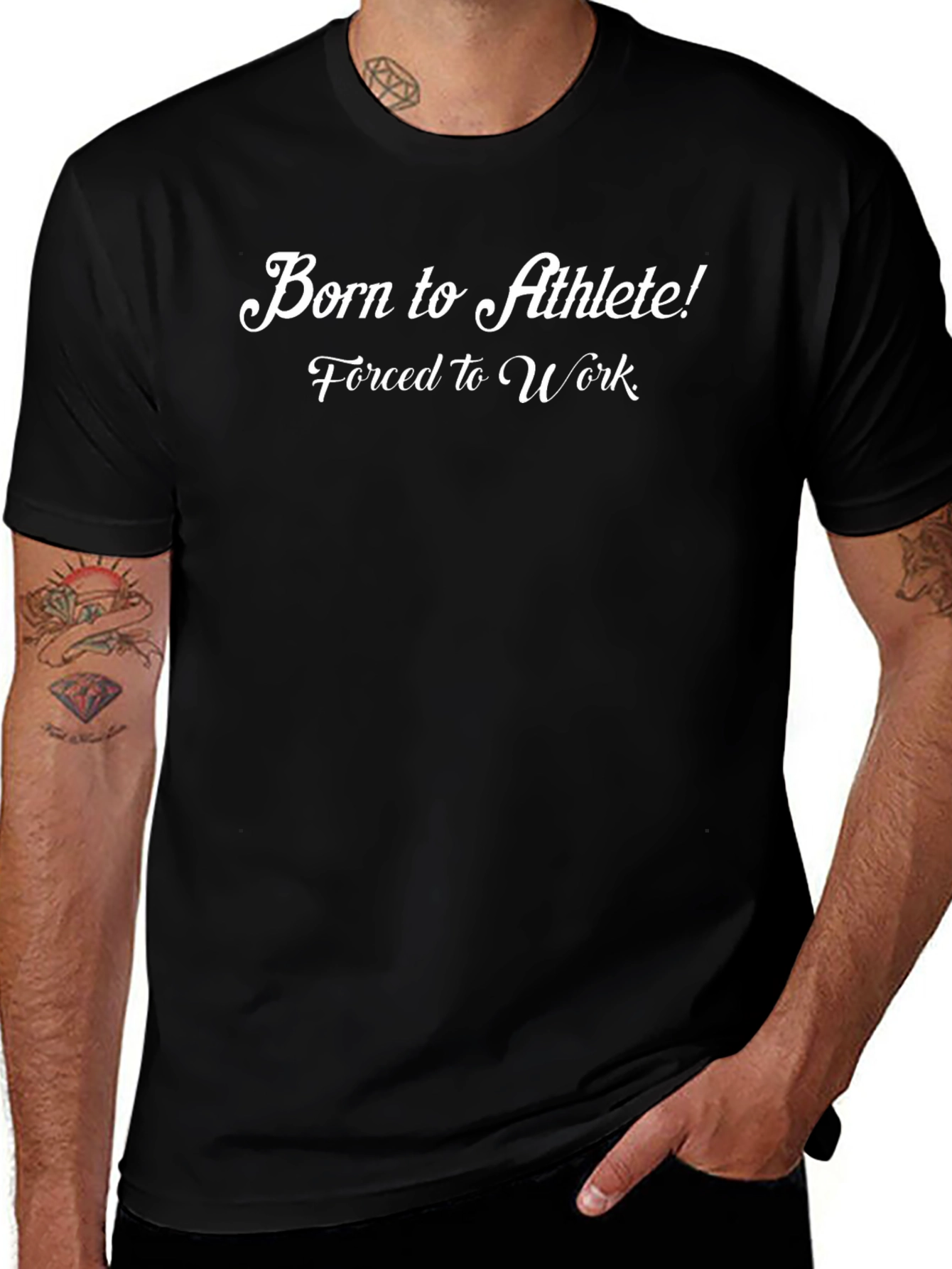 Born to Athlete! Graphic Print Black T-Shirt