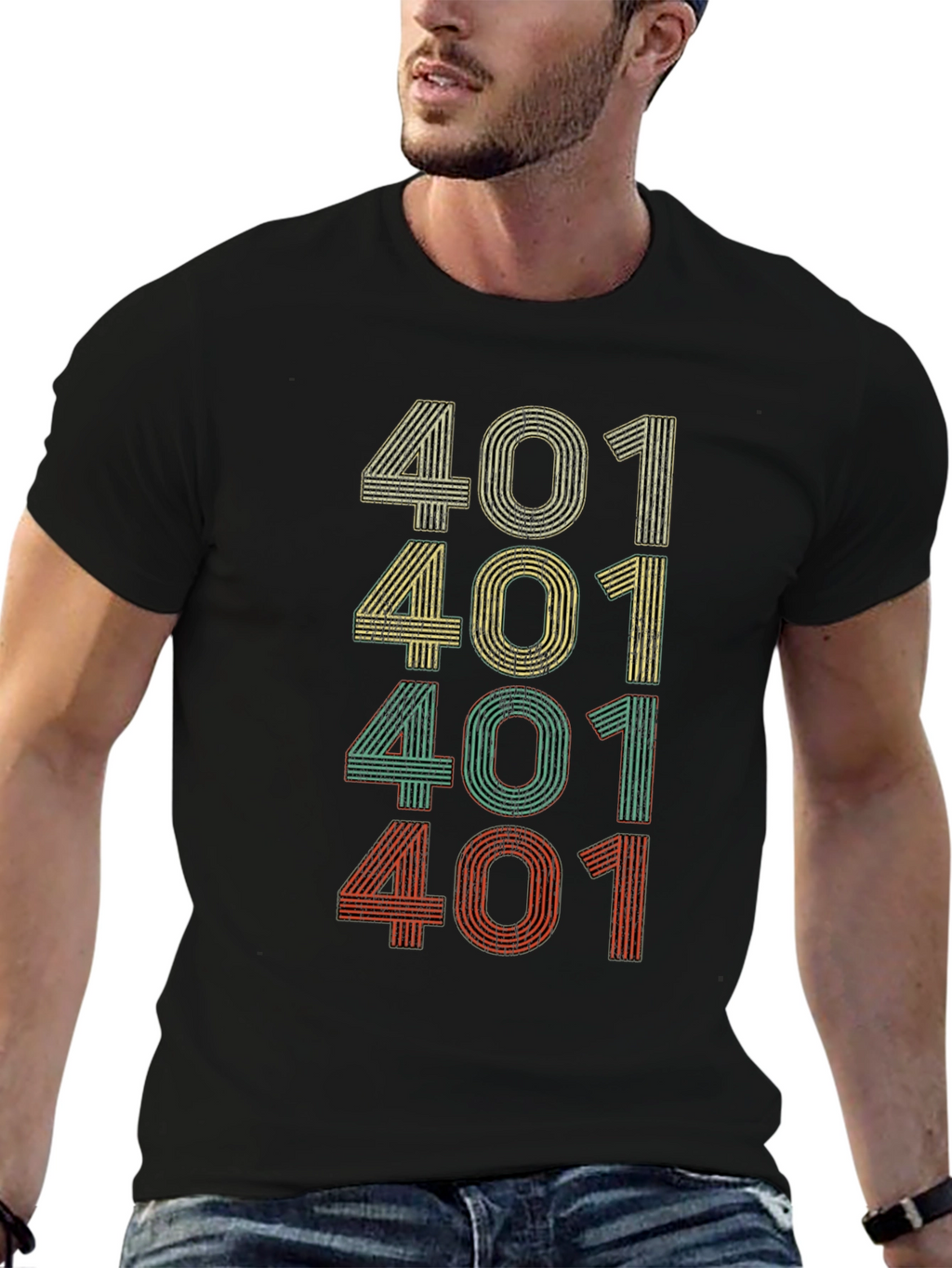 Retro 401 Graphic Tee - Black Casual T-Shirt