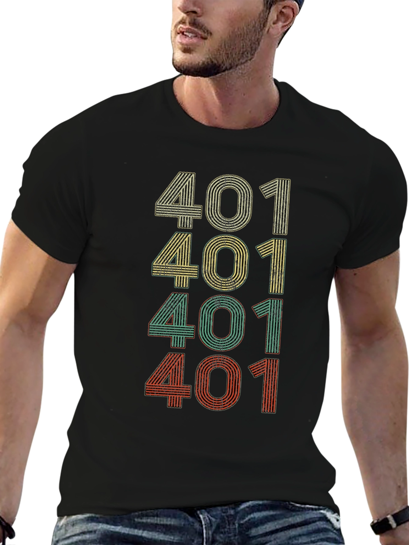 Retro 401 Graphic Tee - Black Casual T-Shirt