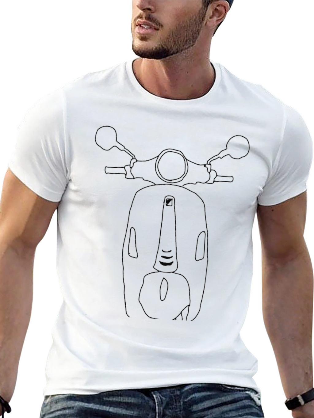 Scooter Outline T-Shirt - Black Graphic Tee