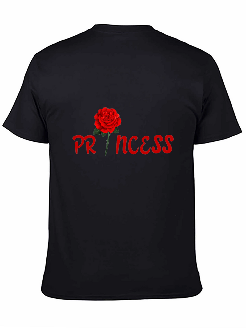 Princess Rose Graphic Tee - Stylish Black Cotton T-Shirt