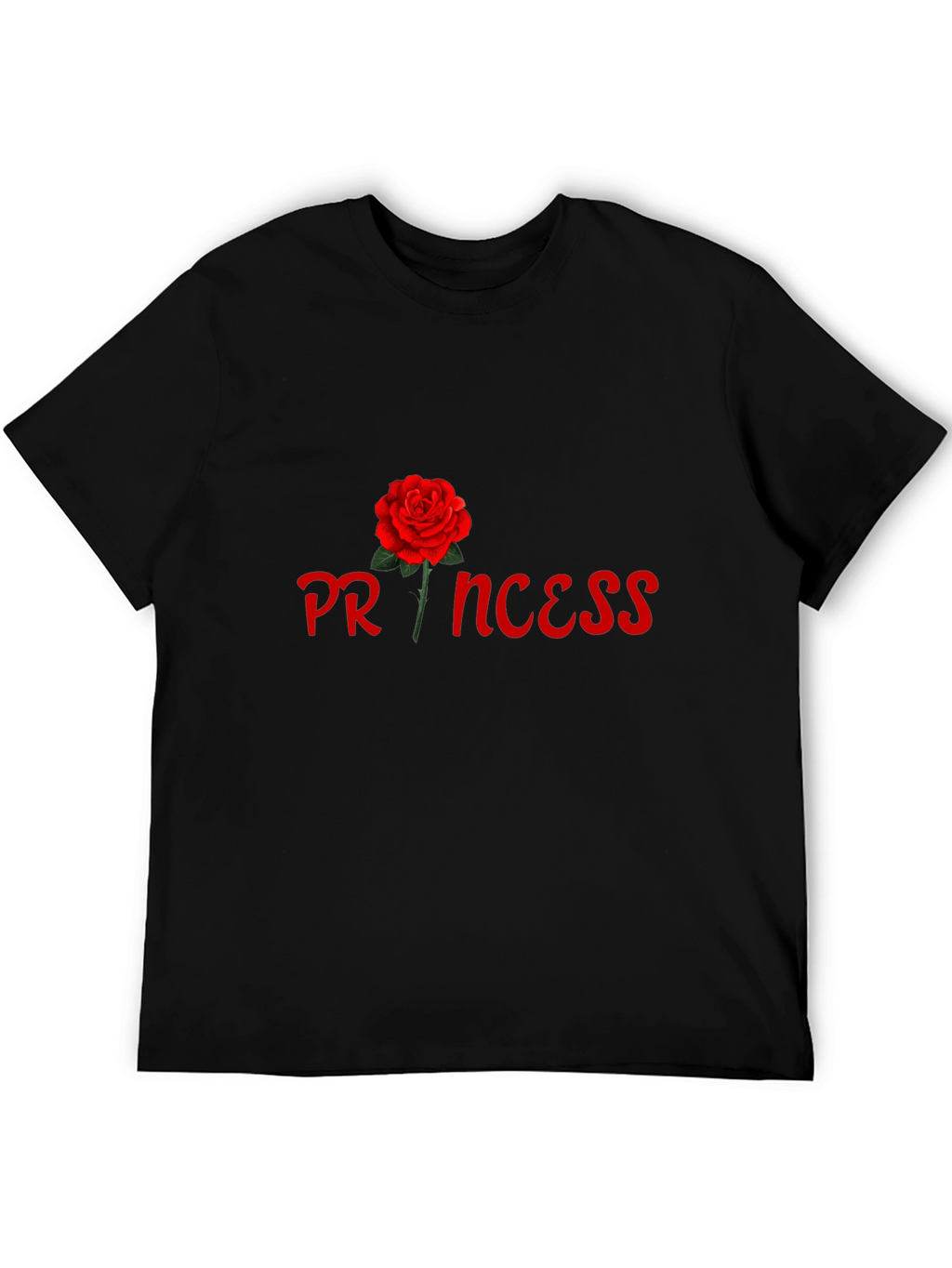 Princess Rose Graphic Tee - Stylish Black Cotton T-Shirt