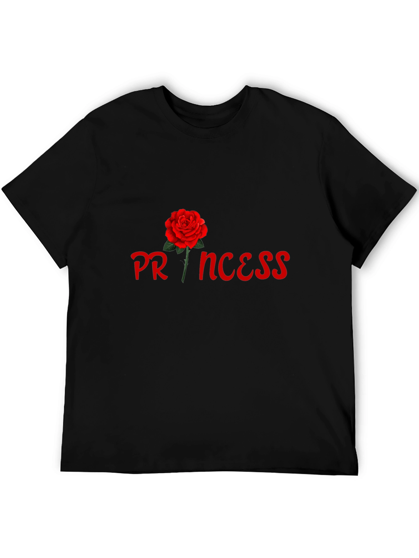Princess Rose Graphic Tee - Stylish Black Cotton T-Shirt