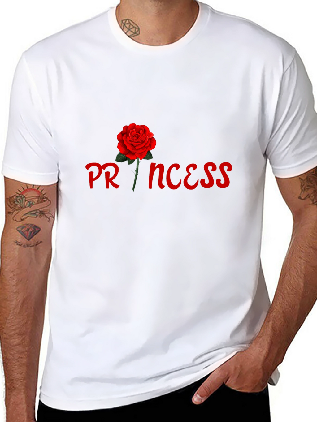Princess Rose Graphic Tee - Stylish Black Cotton T-Shirt