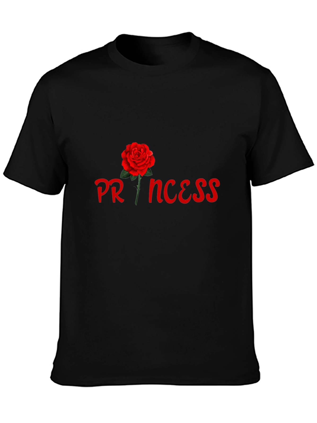 Princess Rose Graphic Tee - Stylish Black Cotton T-Shirt