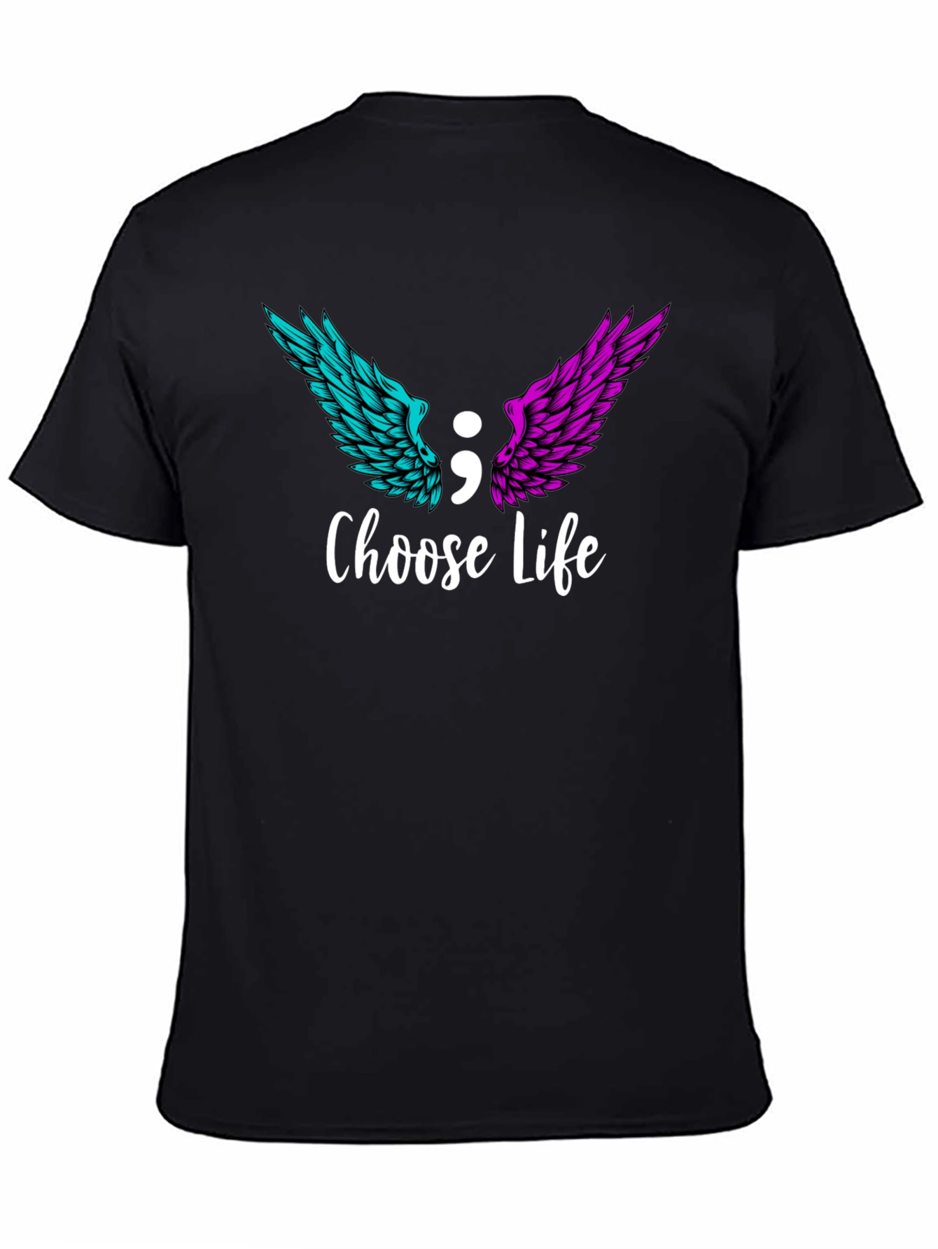 Choose Life Semicolon Wings Graphic T-Shirt