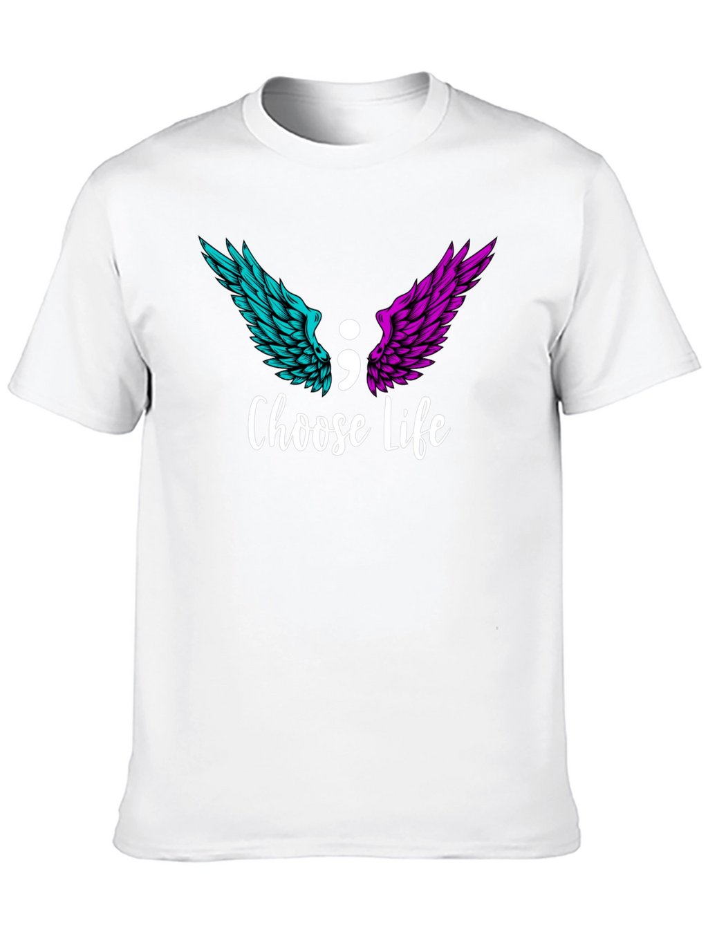 Choose Life Semicolon Wings Graphic T-Shirt