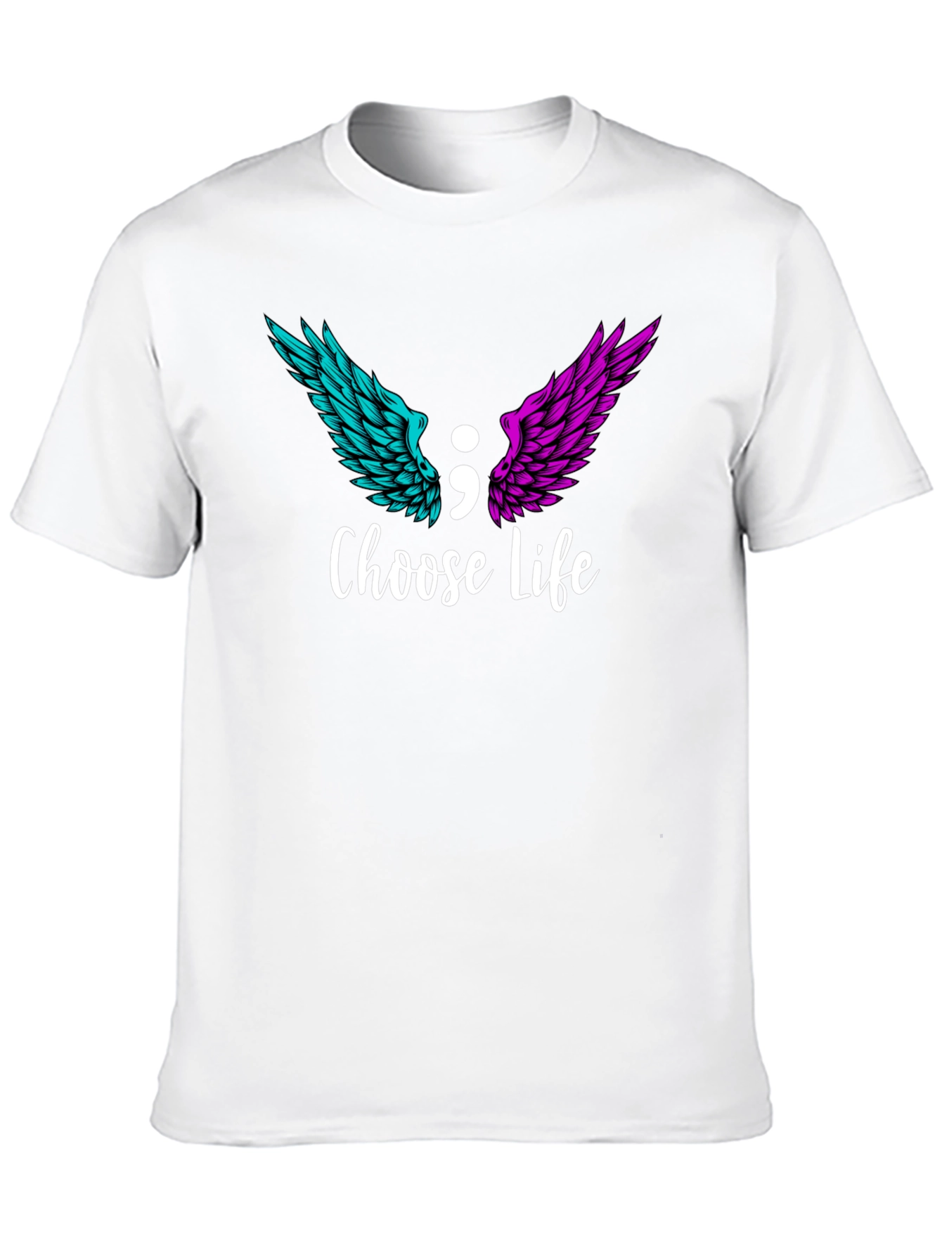 Choose Life Semicolon Wings Graphic T-Shirt