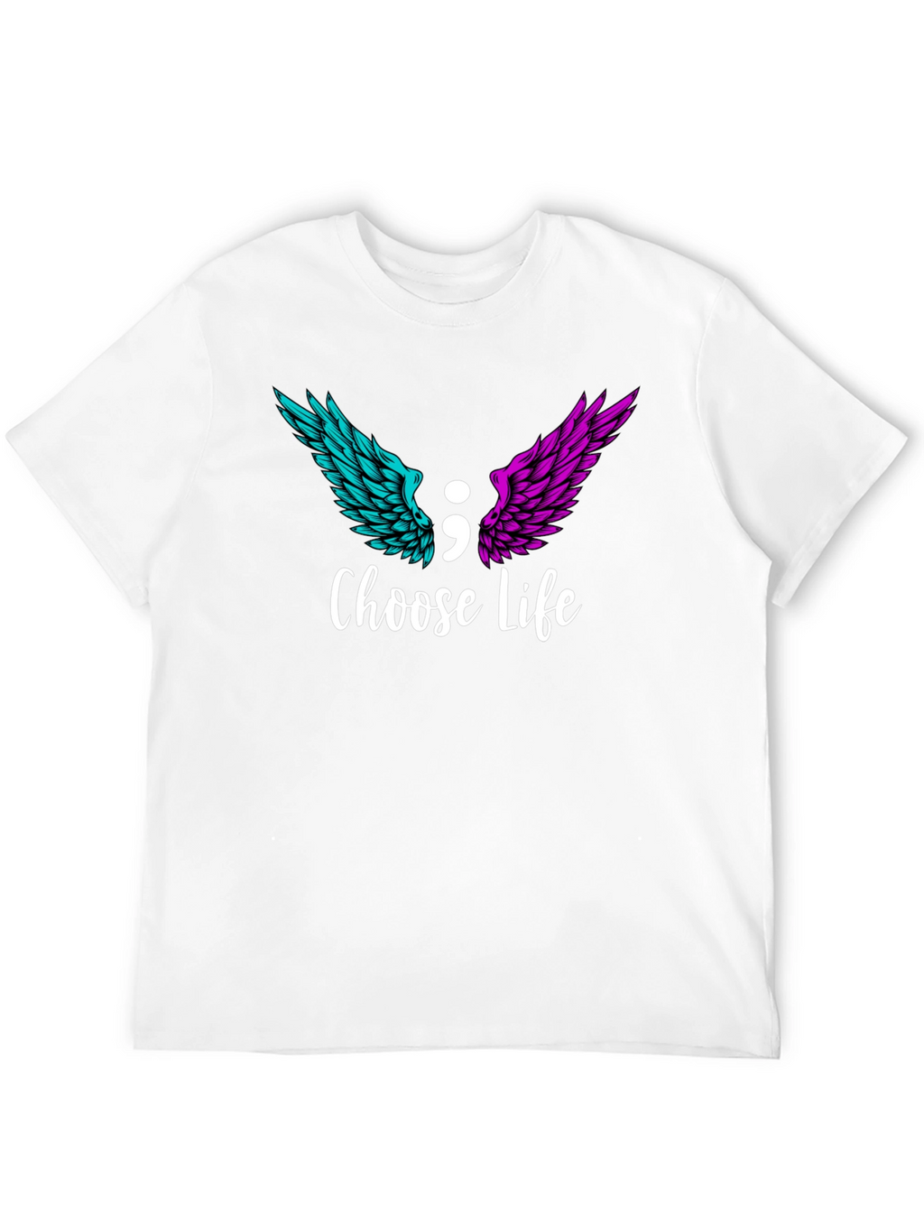 Choose Life Semicolon Wings Graphic T-Shirt
