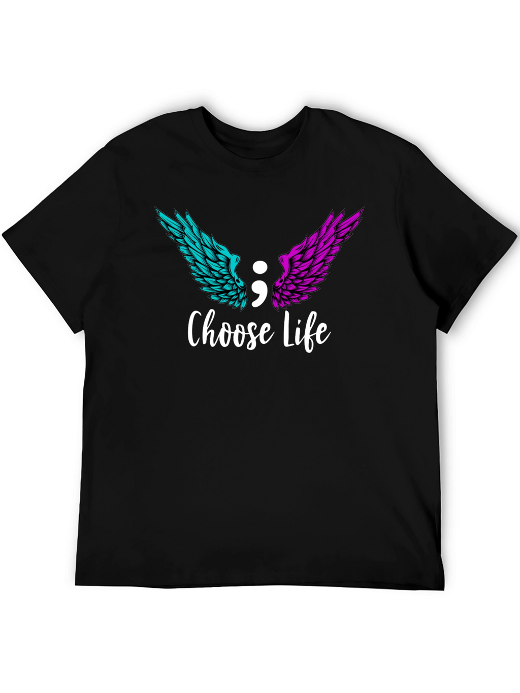 Choose Life Semicolon Wings Graphic T-Shirt