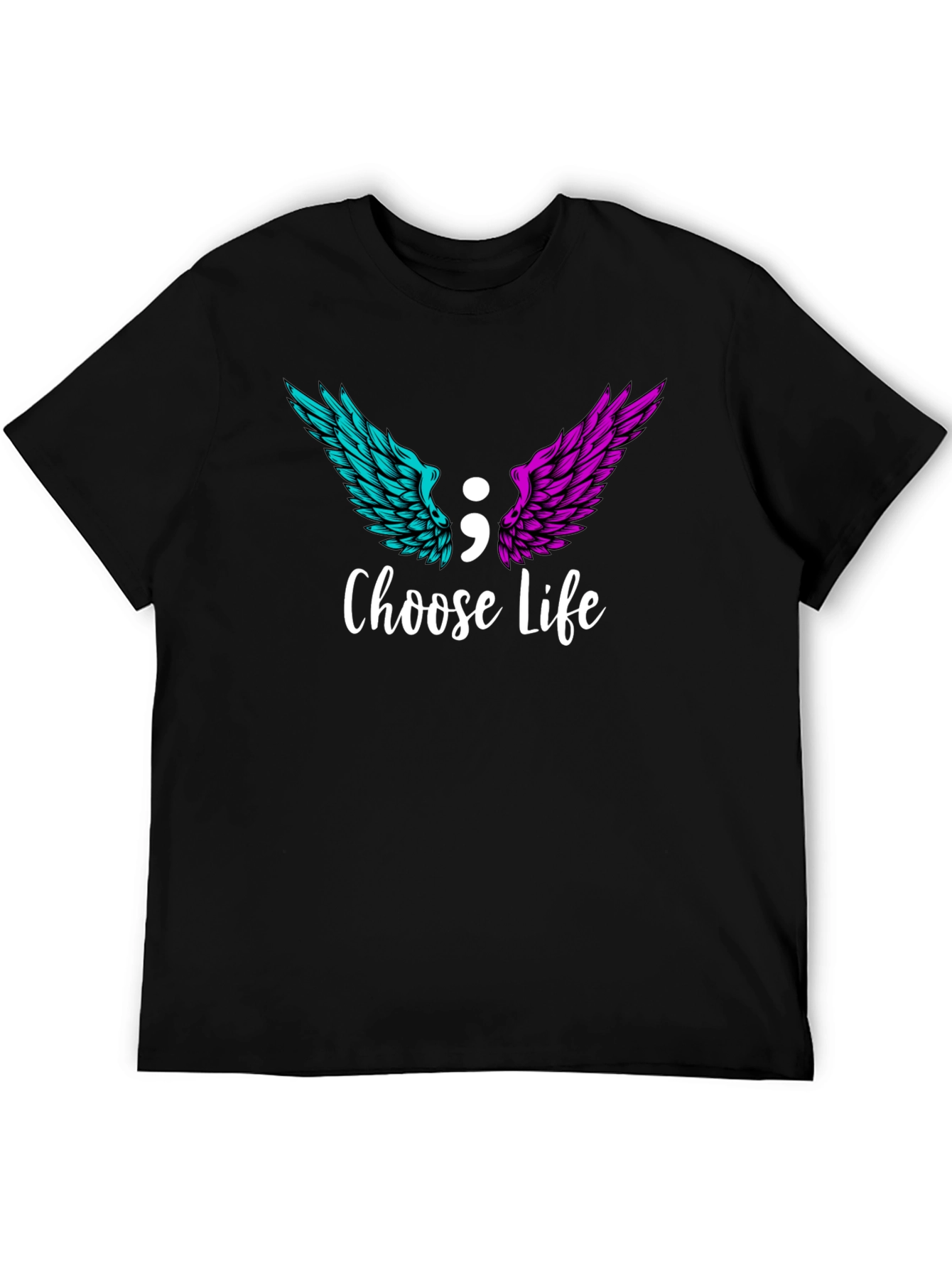 Choose Life Semicolon Wings Graphic T-Shirt