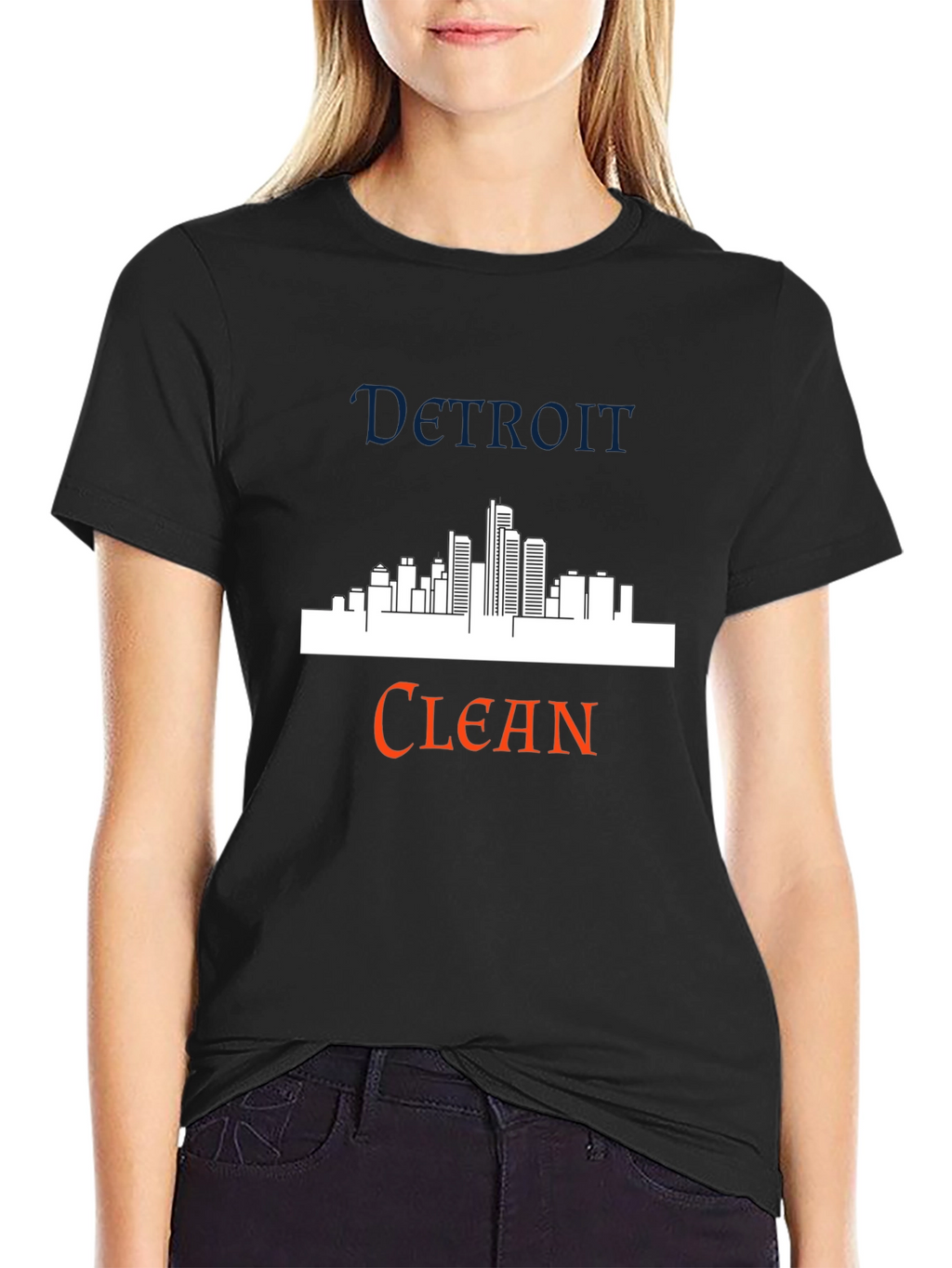 Detroit Clean Skyline Graphic Tee - Stylish Black T-Shirt