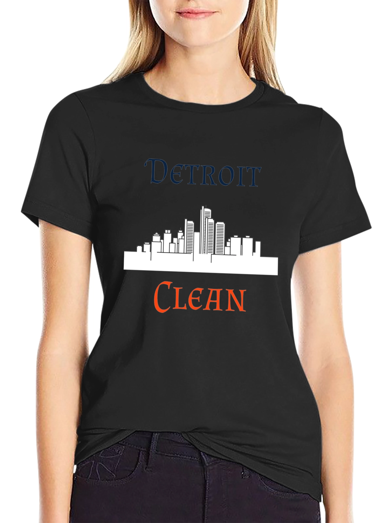 Detroit Clean Skyline Graphic Tee - Stylish Black T-Shirt