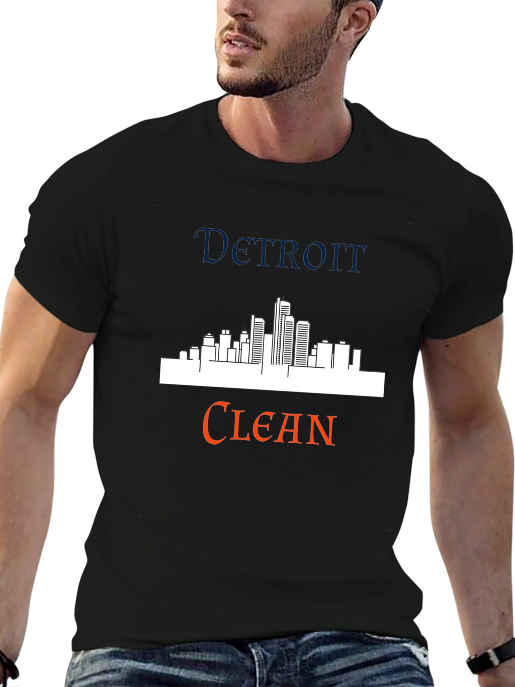 Detroit Clean Skyline Graphic Tee - Stylish Black T-Shirt