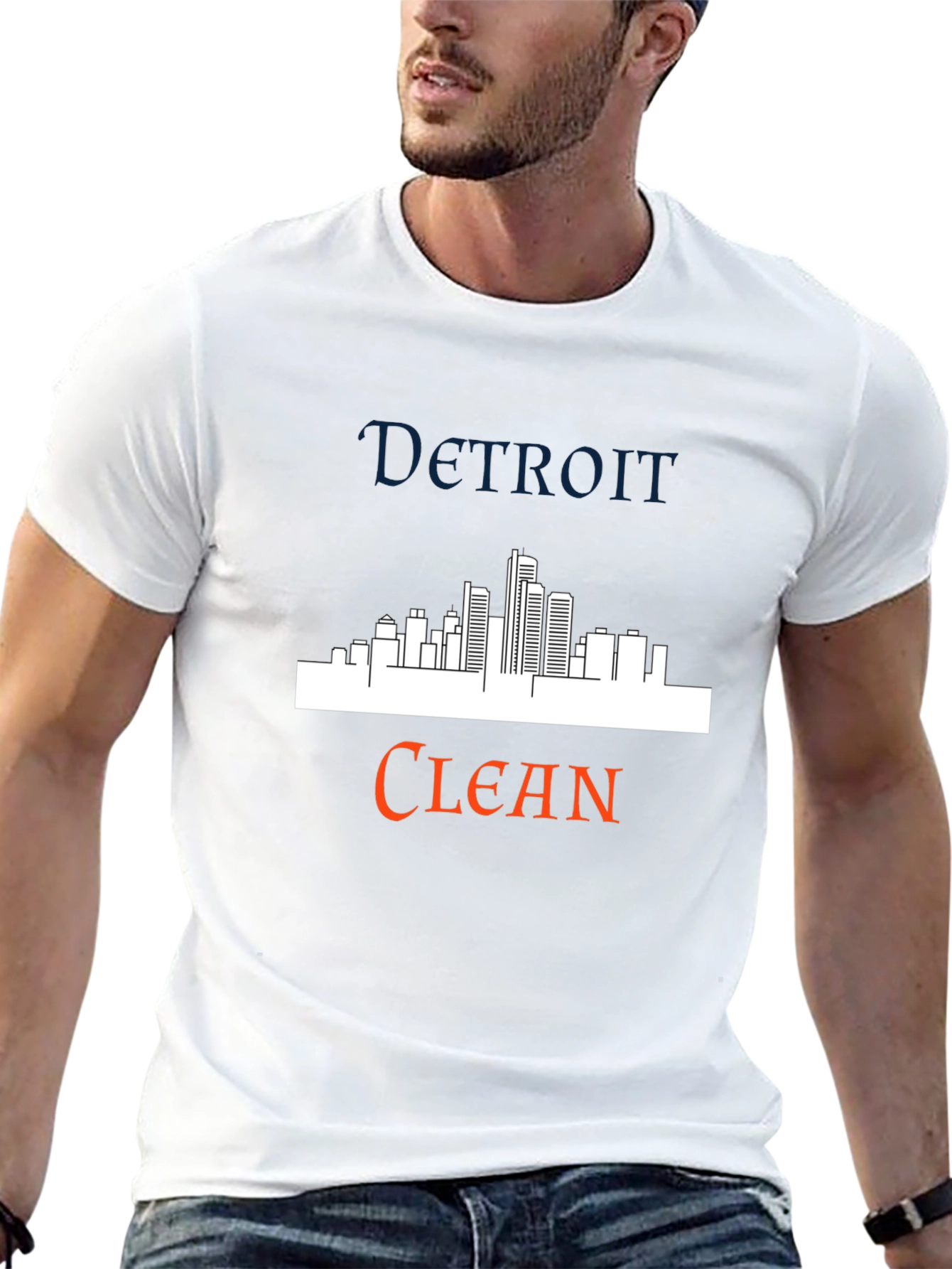 Detroit Clean Skyline Graphic Tee - Stylish Black T-Shirt