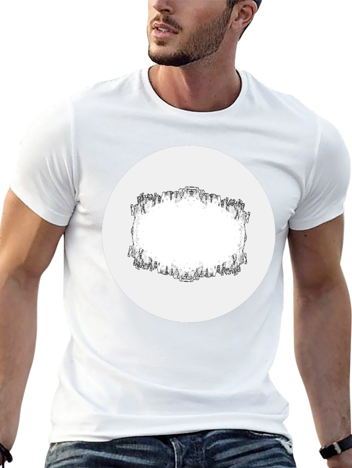 Modern Black T-Shirt with Geometric Frame Design