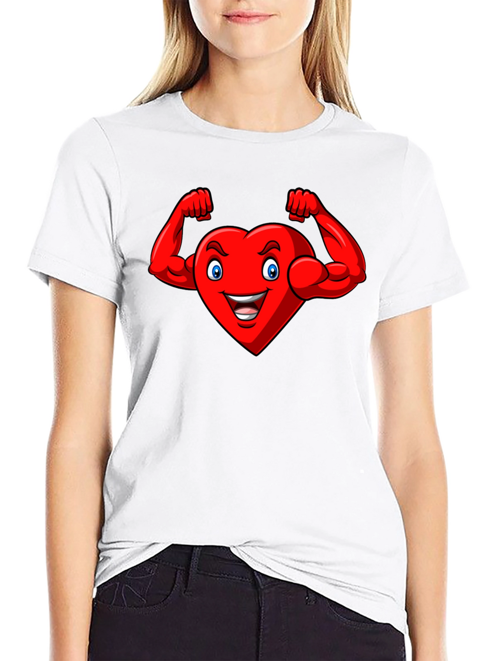 Heart with Muscles Graphic Tee - Black Cotton T-Shirt