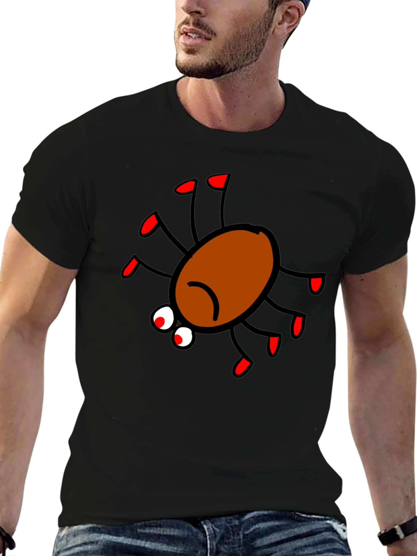 Spider Graphic Print Black T-Shirt
