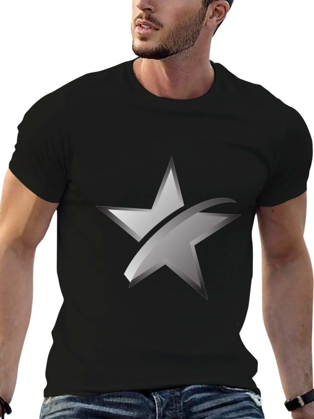 Sleek Star Graphic Black T-Shirt