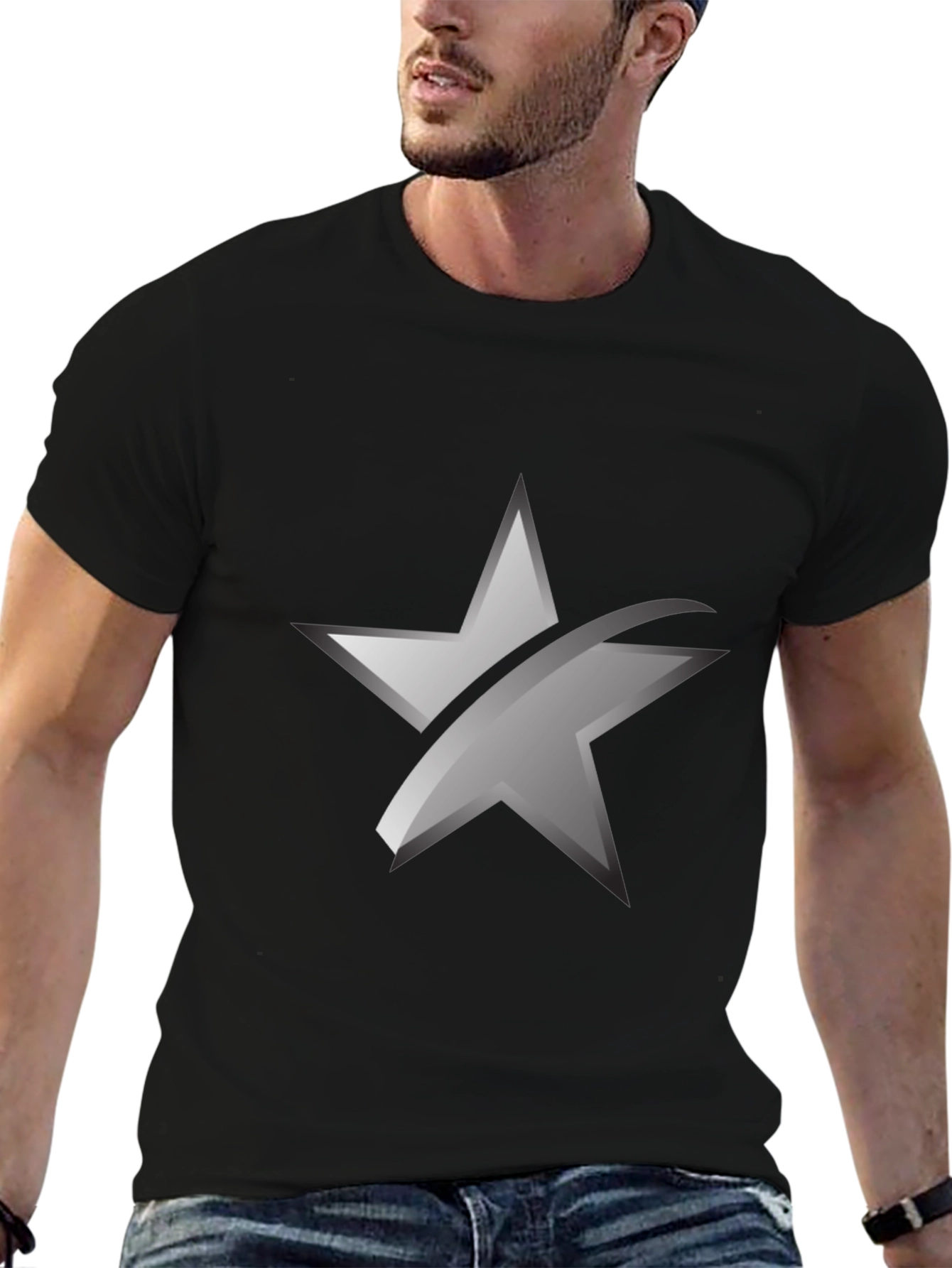 Sleek Star Graphic Black T-Shirt